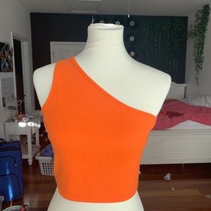 One shoulder orange crop top